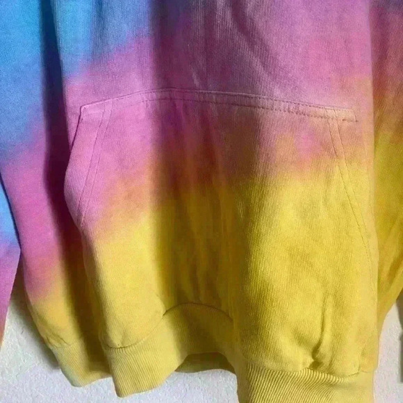 AC/DC Vintage Tie Dye Boyfriend Retro Hard Rock Concert Hood Sweatshirt Size  L - Picture 6 of 11